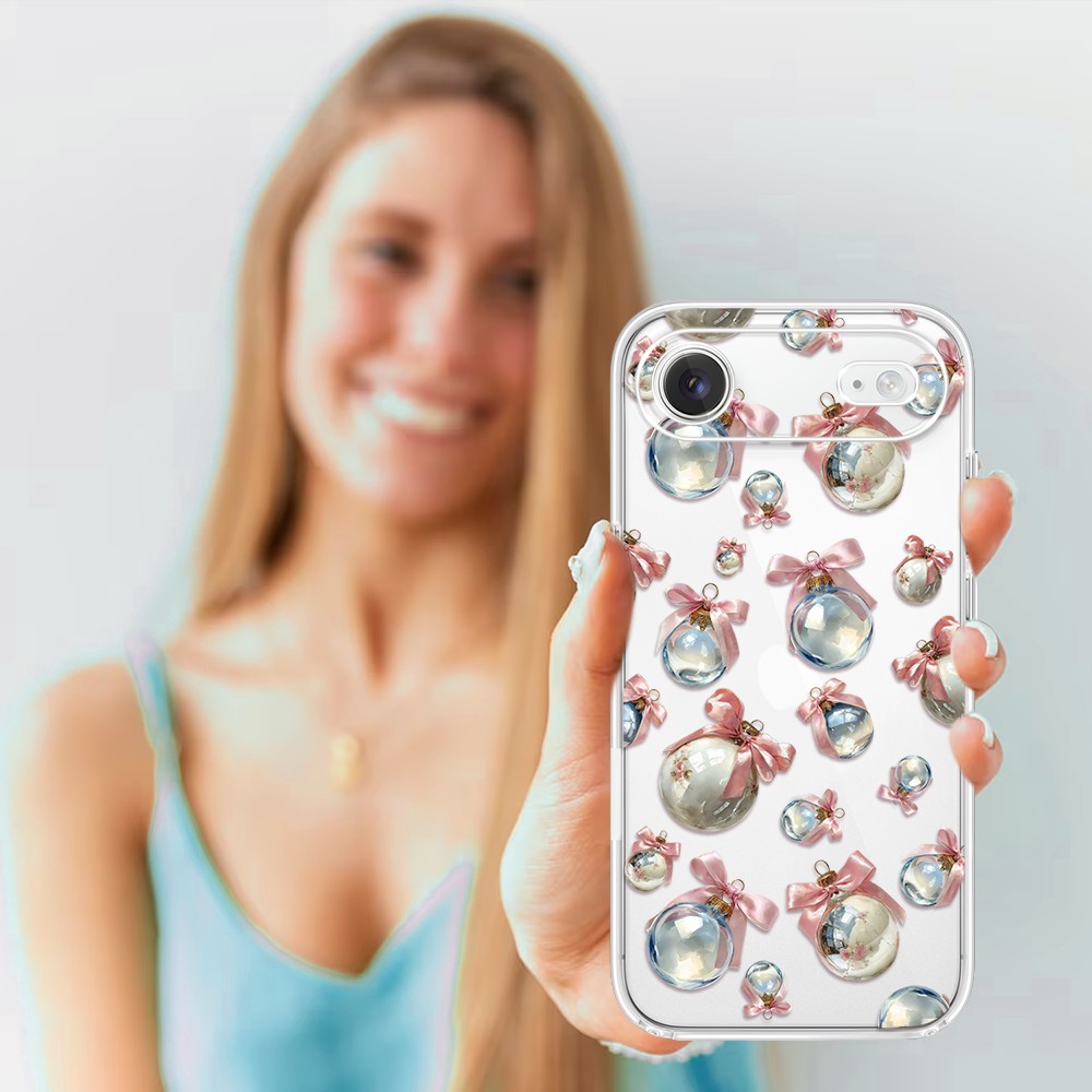 Etui do iPhone Air, Przytulne święta, Pastelowe bombki, przeźroczyste 17Air-4