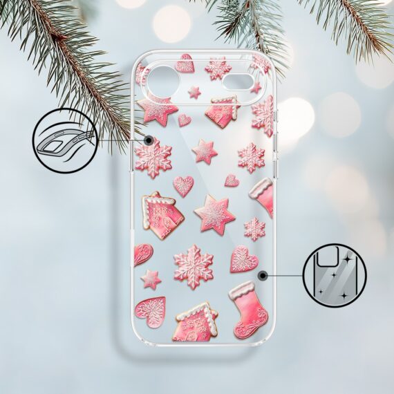 Etui do iPhone Air, Przytulne święta, Różowe pierniczki, przeźroczyste 17Air-1