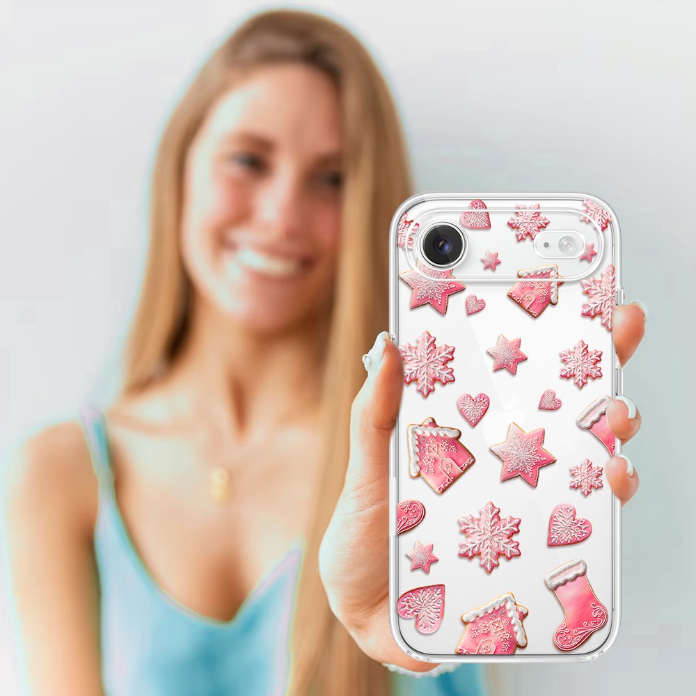 Etui do iPhone Air, Przytulne święta, Różowe pierniczki, przeźroczyste 17Air-4
