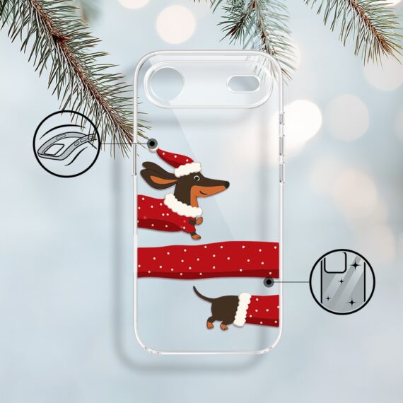 Etui do iPhone Air, Przytulne święta, Świąteczny jamnik, przeźroczyste 17Air-1