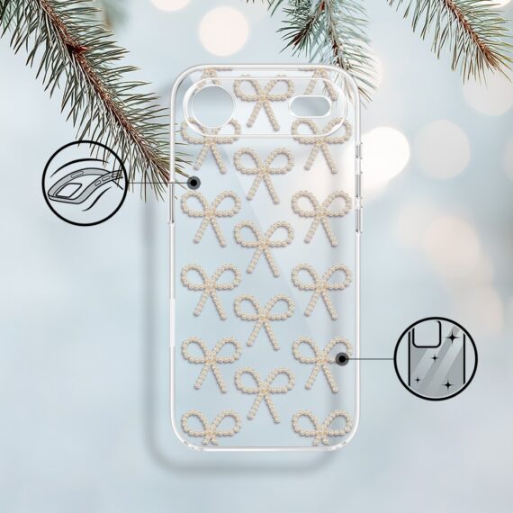 Etui do iPhone Air, Przytulne święta, Złote kokardki, przeźroczyste17Air-1