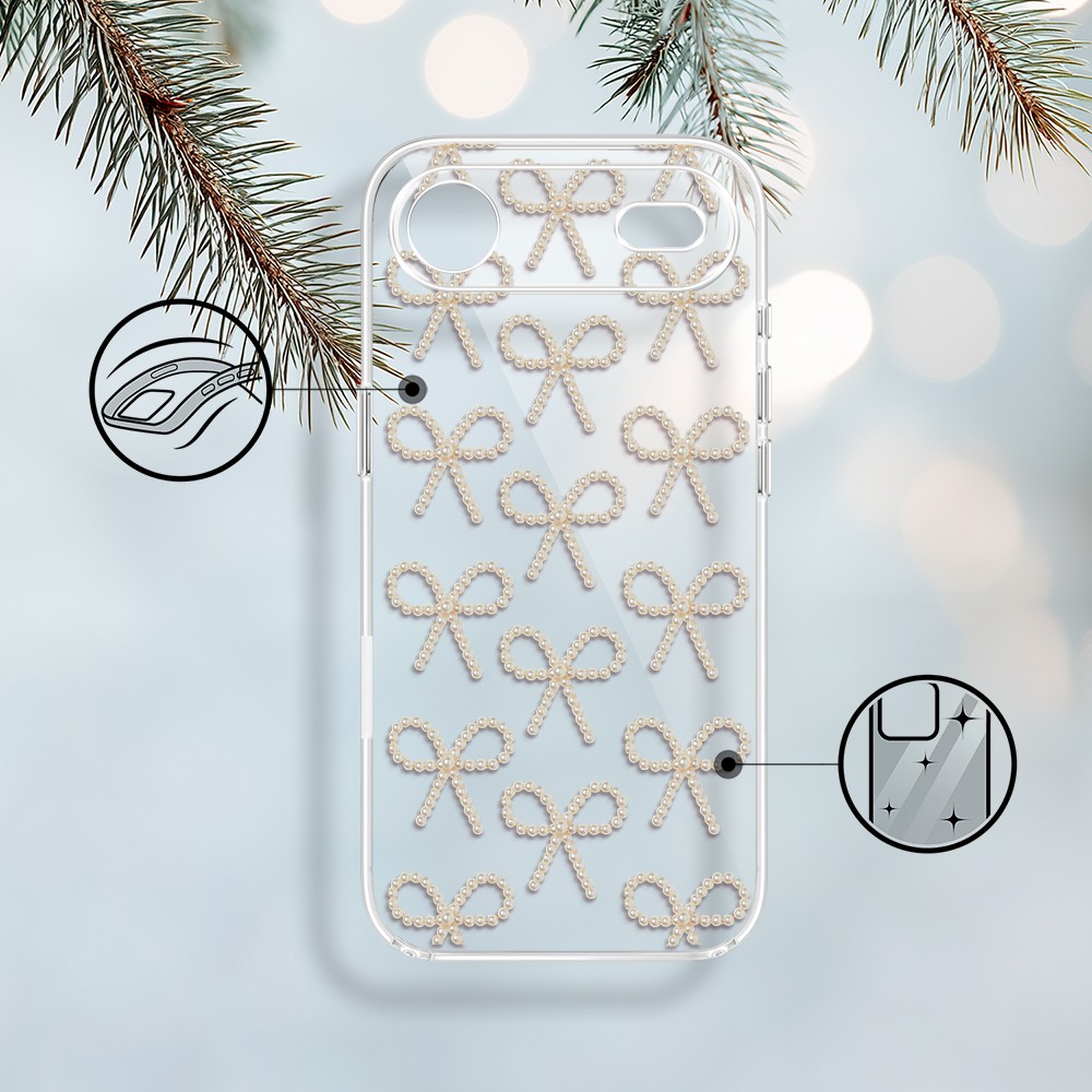 Etui do iPhone Air, Przytulne święta, Złote kokardki, przeźroczyste17Air-1
