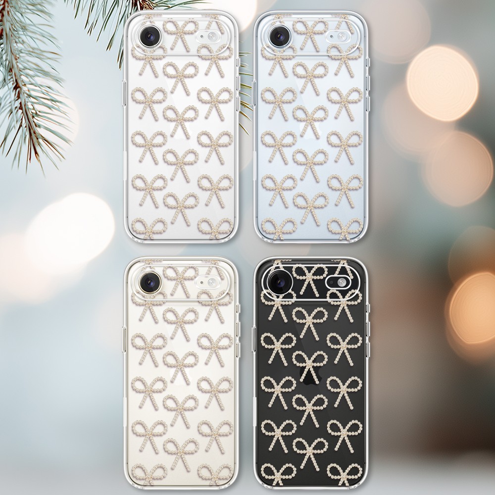 Etui do iPhone Air, Przytulne święta, Złote kokardki, przeźroczyste17Air-2