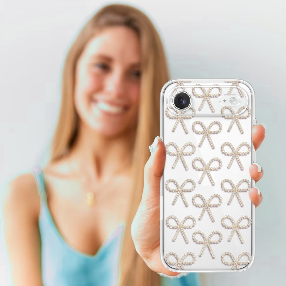 Etui do iPhone Air, Przytulne święta, Złote kokardki, przeźroczyste17Air-4