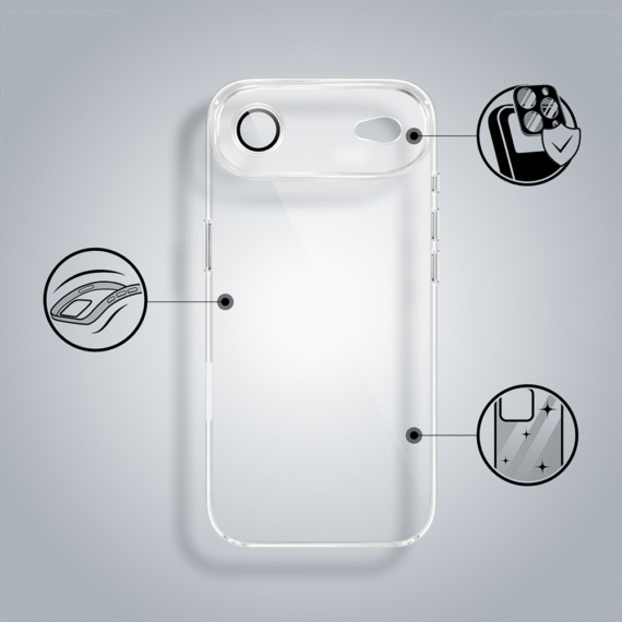 Etui do iPhone Air Slim Protect Full Cover z osłoną kamery i obiektywów 9H, przeźroczyste (2)