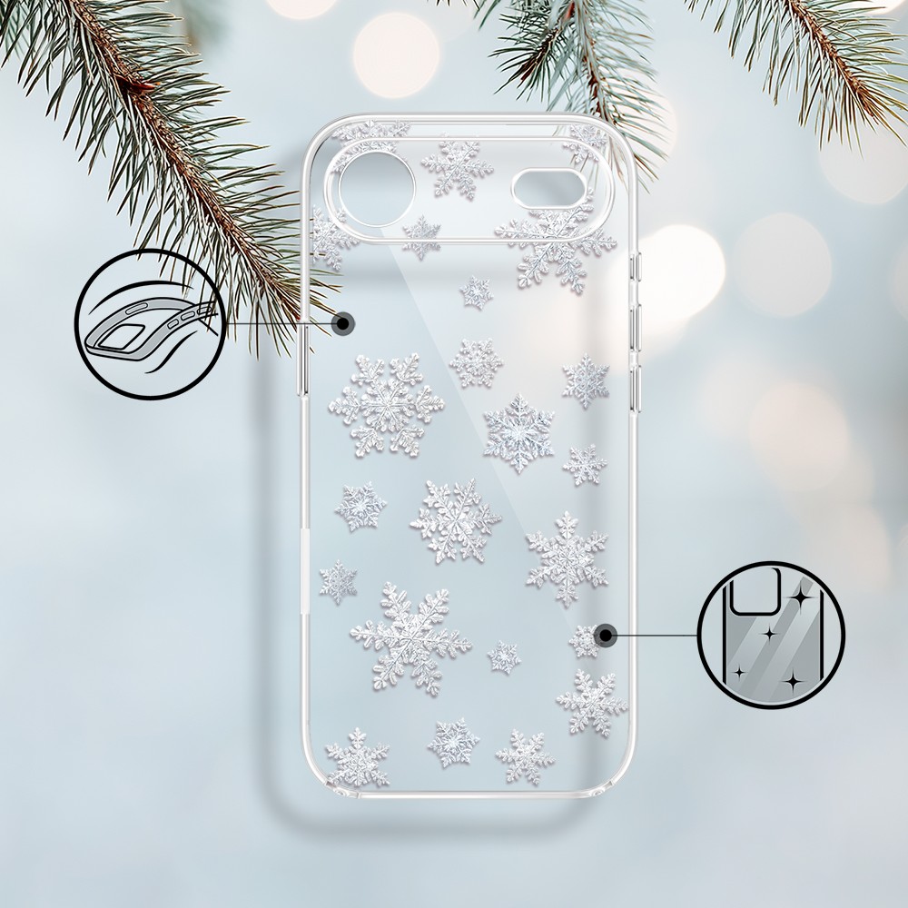 Etui do iPhone Air, Zimowa Magia, Delikatne płatki śniegu, przeźroczyste 17Air-1