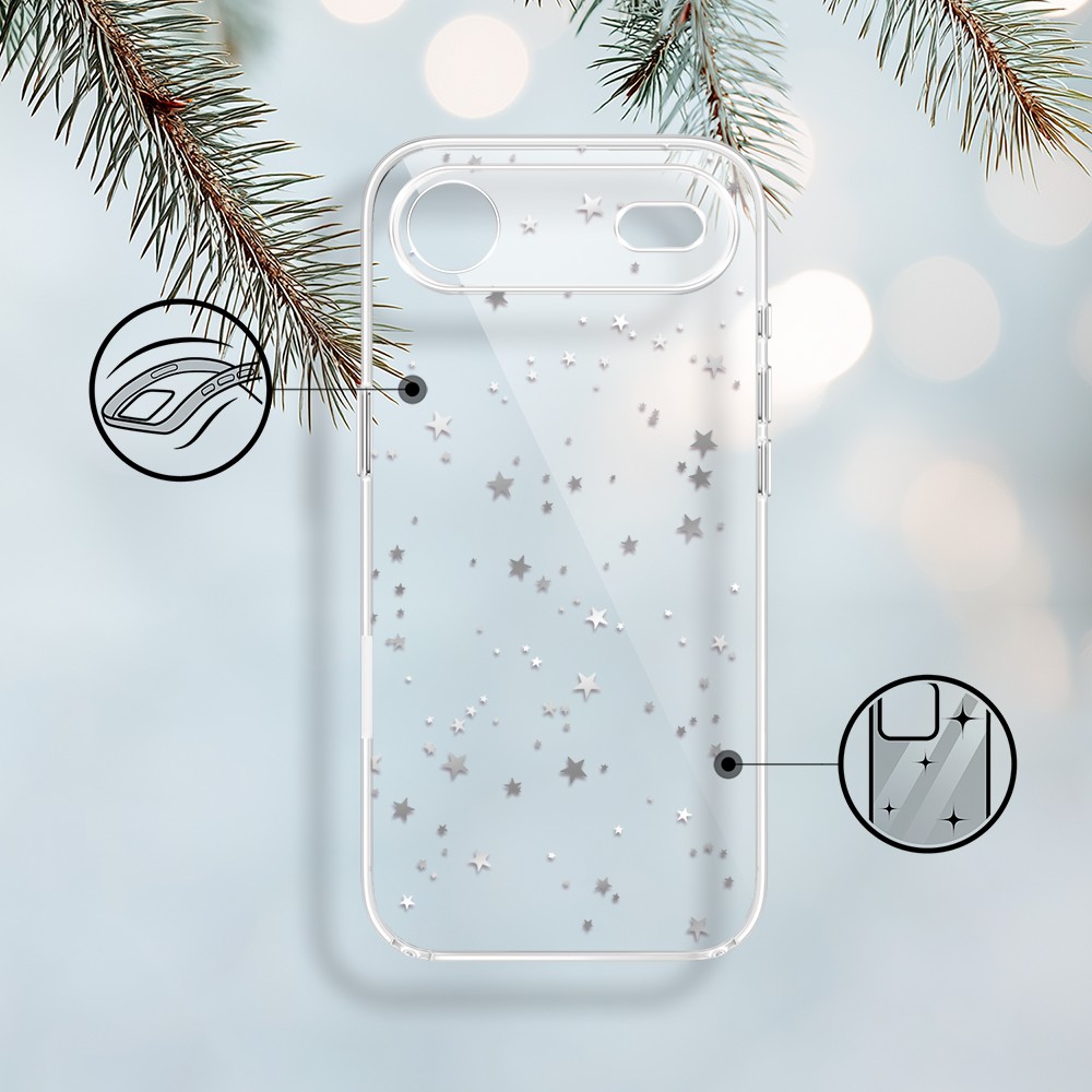 Etui do iPhone Air, Zimowa Magia, Szampańskie gwiazdki, przeźroczyste 17Air-1