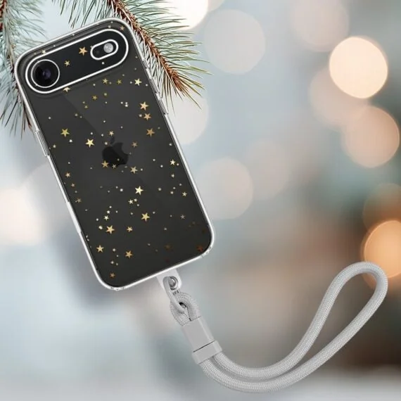 Etui do iPhone Air, Zimowa Magia, Złote gwiazdki, przeźroczyste 17Air-3