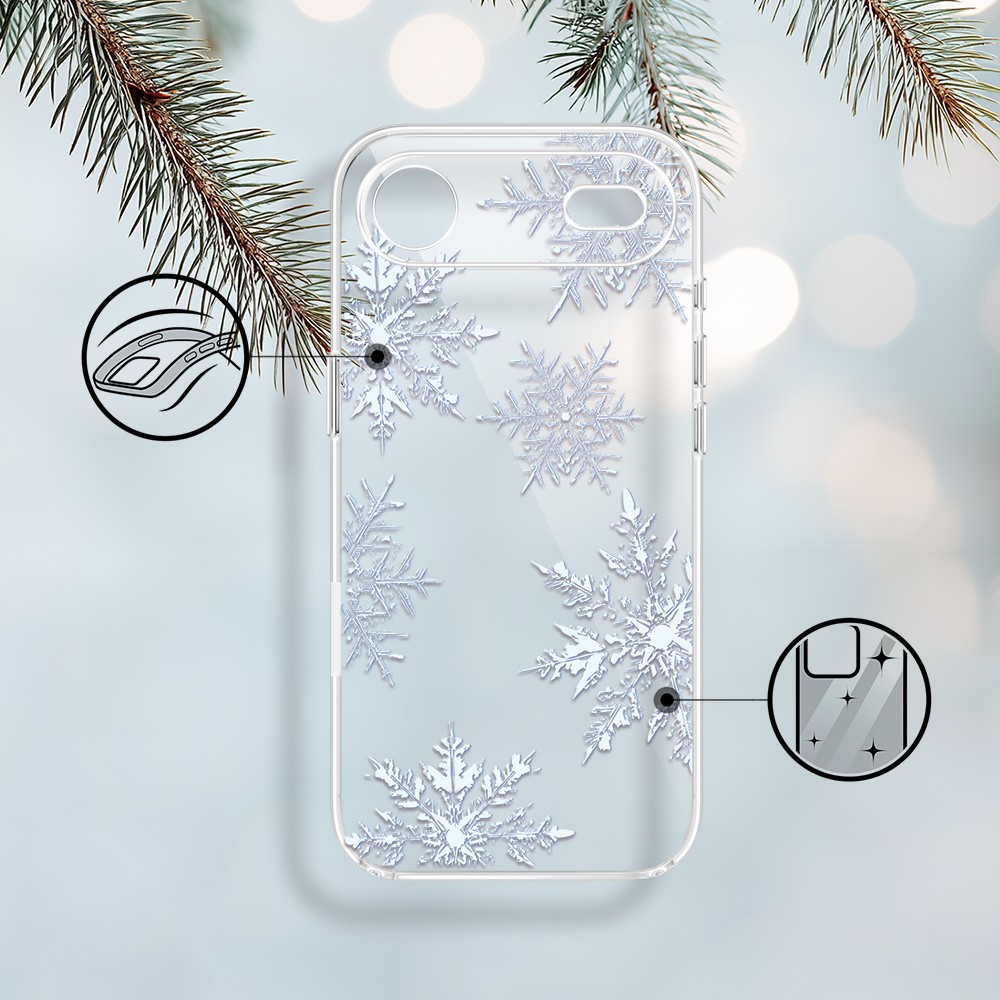 Etui do iPhone Air, płatki śniegu, przeźroczyste 17Air-1