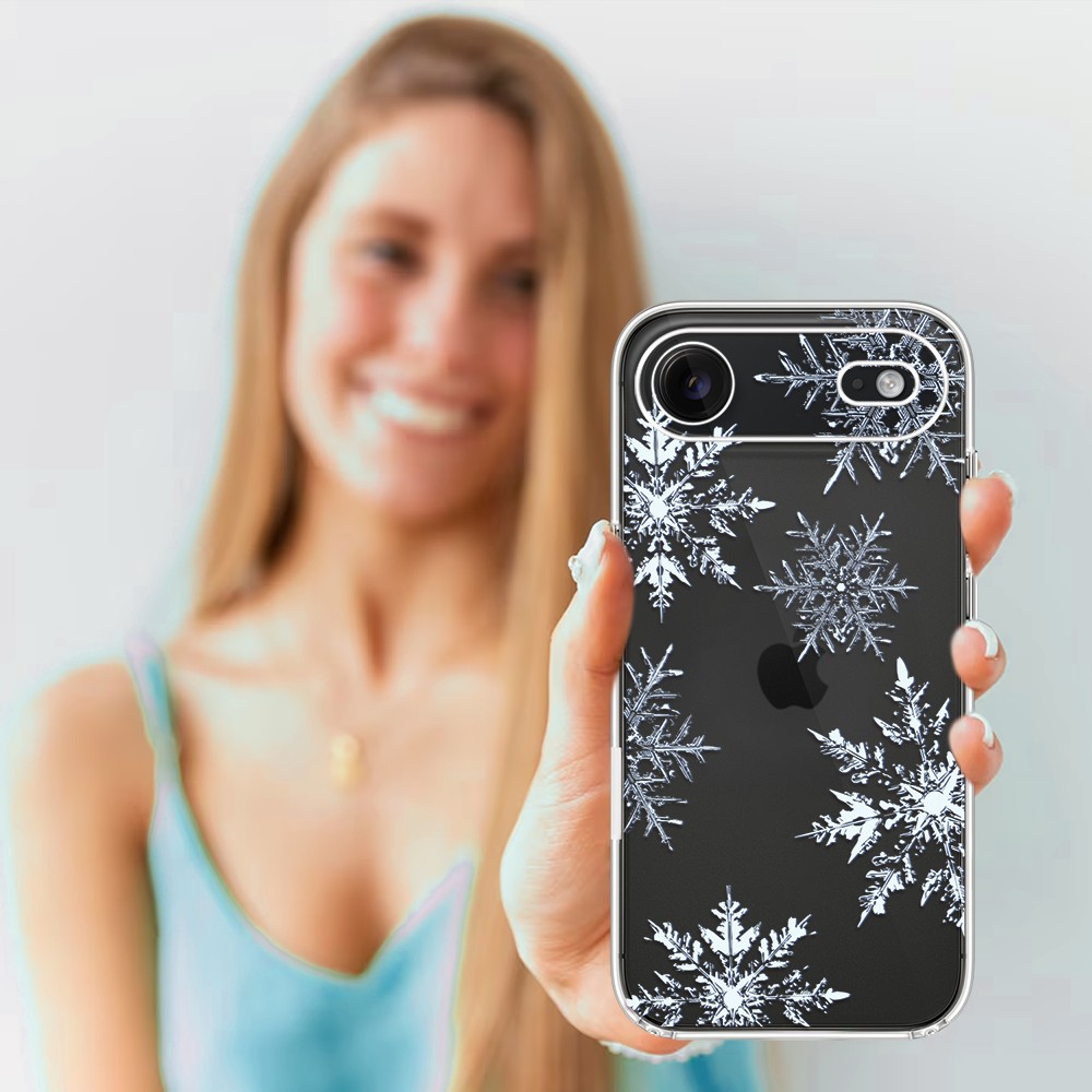 Etui do iPhone Air, płatki śniegu, przeźroczyste 17Air-4