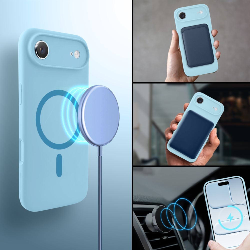 Etui do iPhone Air, silikonowe z MagSafe, mikrofibra soft touch z osłoną na apara