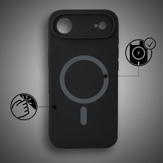 Etui do iPhone Air, silikonowe z MagSafe, mikrofibra soft touch z osłoną na aparat, czarne (1)