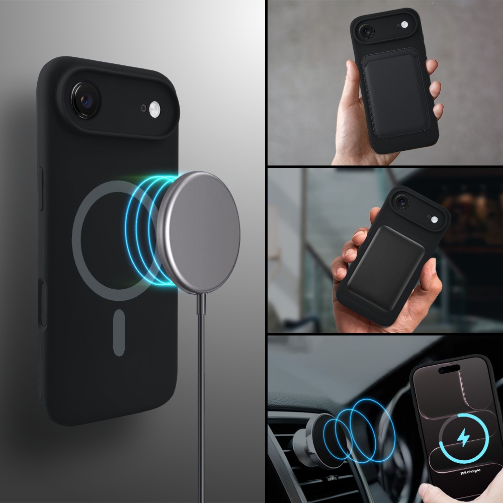 Etui do iPhone Air, silikonowe z MagSafe, mikrofibra soft touch z osłoną na aparat, czarne (2)