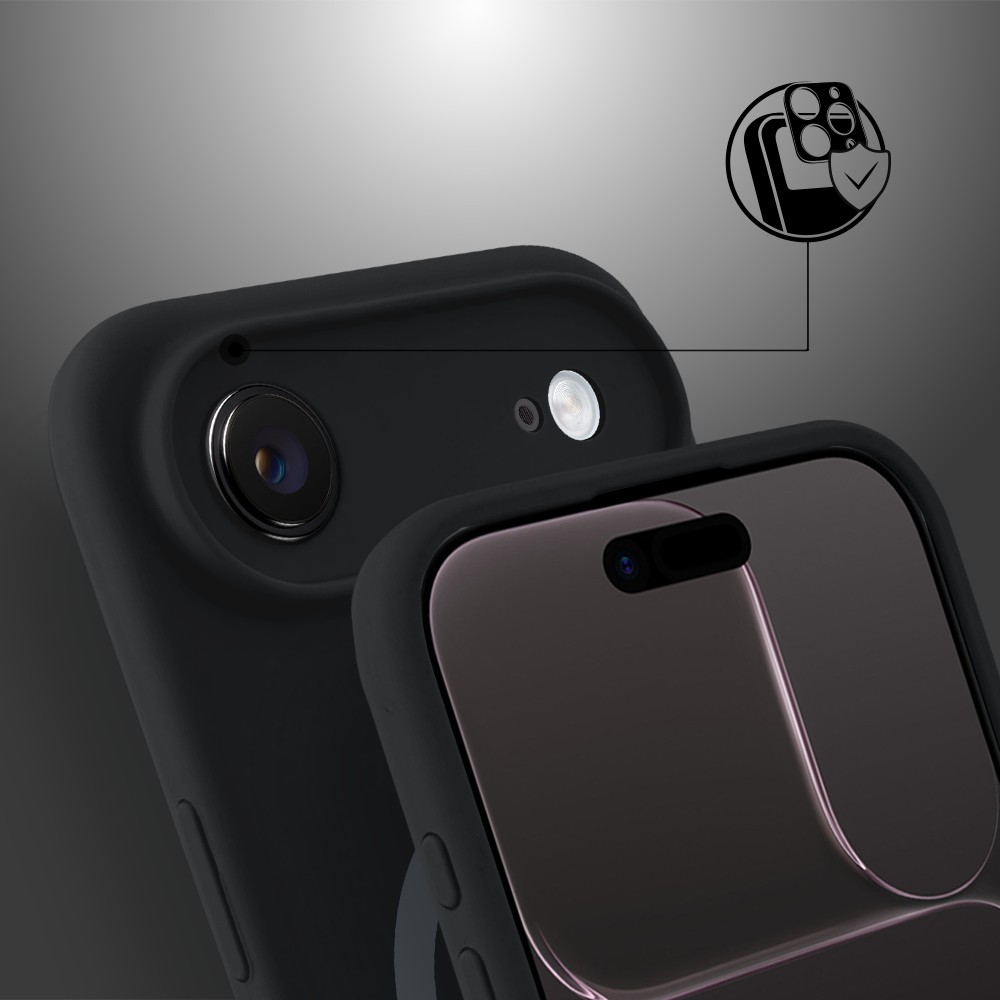 Etui do iPhone Air, silikonowe z MagSafe, mikrofibra soft touch z osłoną na aparat, czarne (4)