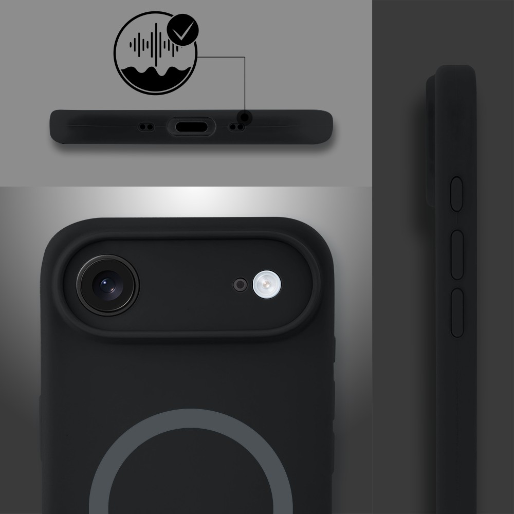 Etui do iPhone Air, silikonowe z MagSafe, mikrofibra soft touch z osłoną na aparat, czarne (5)