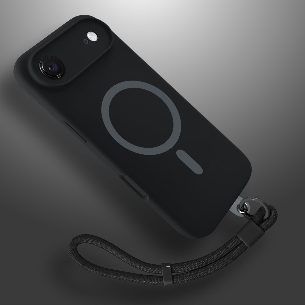 Etui do iPhone Air, silikonowe z MagSafe, mikrofibra soft touch z osłoną na aparat, czarne (7)