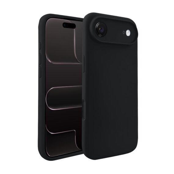 Etui do iPhone Air silikonowe z mikrofibrą soft touch z osłoną na aparat, czarne (8)