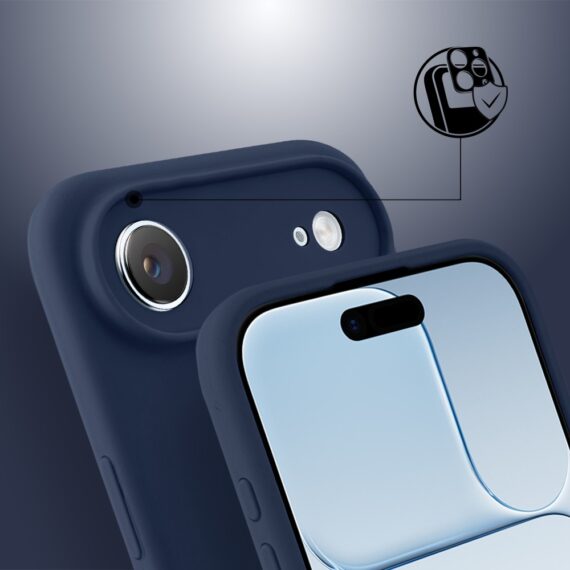 Etui do iPhone Air silikonowe z mikrofibrą soft touch z osłoną na aparat, granatowe (1)