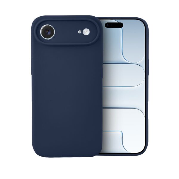Etui do iPhone Air silikonowe z mikrofibrą soft touch z osłoną na aparat, granatowe