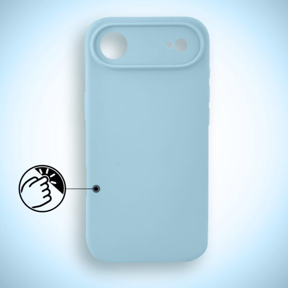 Etui do iPhone Air silikonowe z mikrofibrą soft touch z osłoną na aparat, jasny niebieski (1)