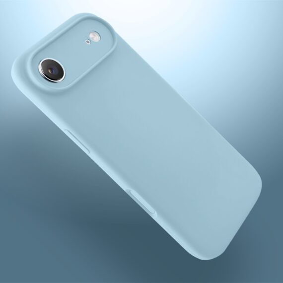 Etui do iPhone Air silikonowe z mikrofibrą soft touch z osłoną na aparat, jasny niebieski (3)