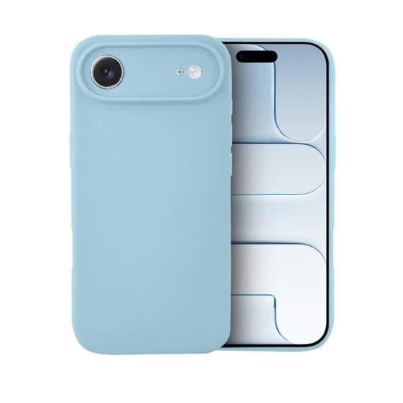 Etui do iPhone Air silikonowe z mikrofibrą soft touch z osłoną na aparat, jasny niebieski (8)