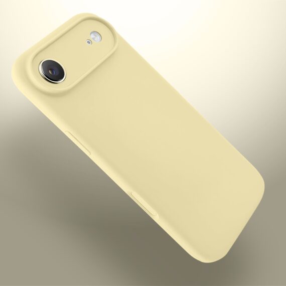 Etui do iPhone Air silikonowe z mikrofibrą soft touch z osłoną na aparat, jasny żółty (2)