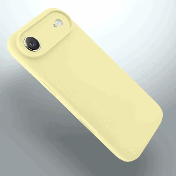 etui do iphone air silikonowe z mikrofibrą soft touch z osłoną na aparat, jasny żółty