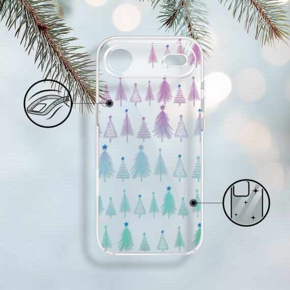 Etui do iPhone Air, świąteczny las choinek, przeźroczyste 17Air-1