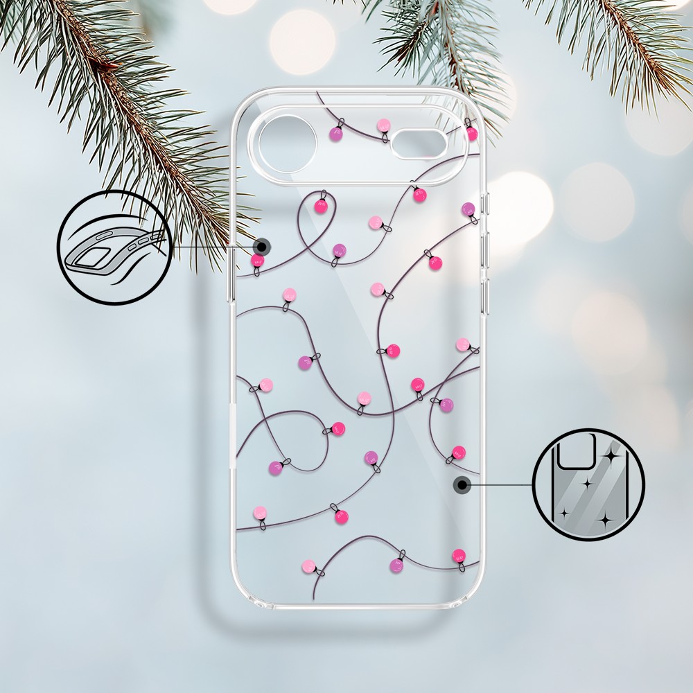 Etui do iPhone Air, światełka świąteczne, przeźroczyste 17Air-1