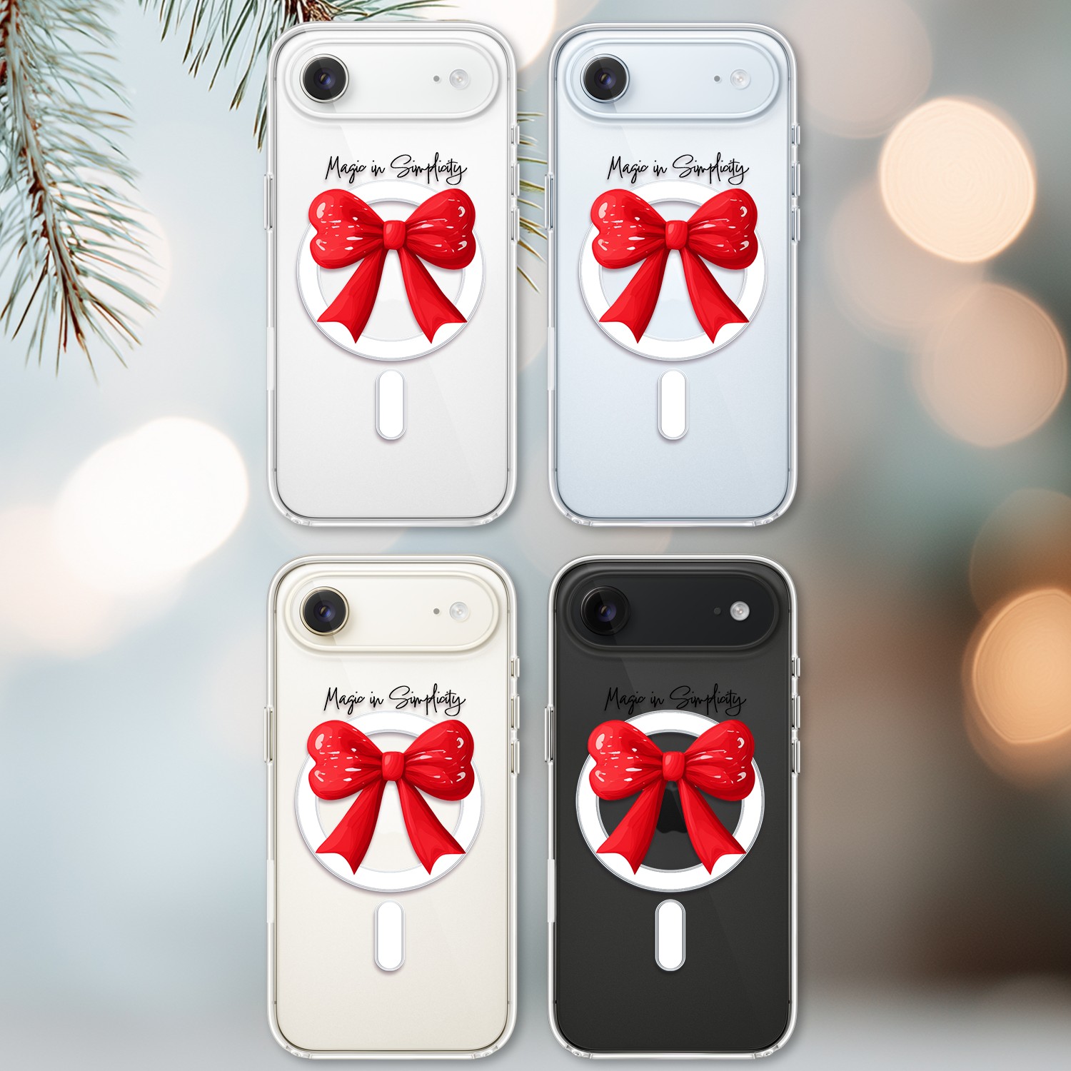Etui do iPhone Air z MagSafe, Przytulne święta, Czerwona kokarda, przeźroczyste2