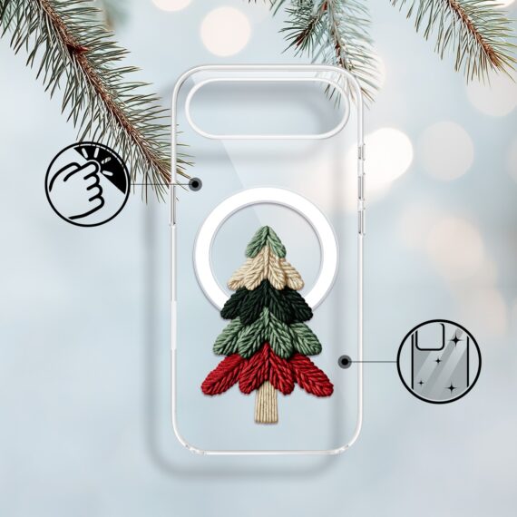 Etui do iPhone Air z MagSafe, Przytulne święta, Dziana choinka, przeźroczyste1