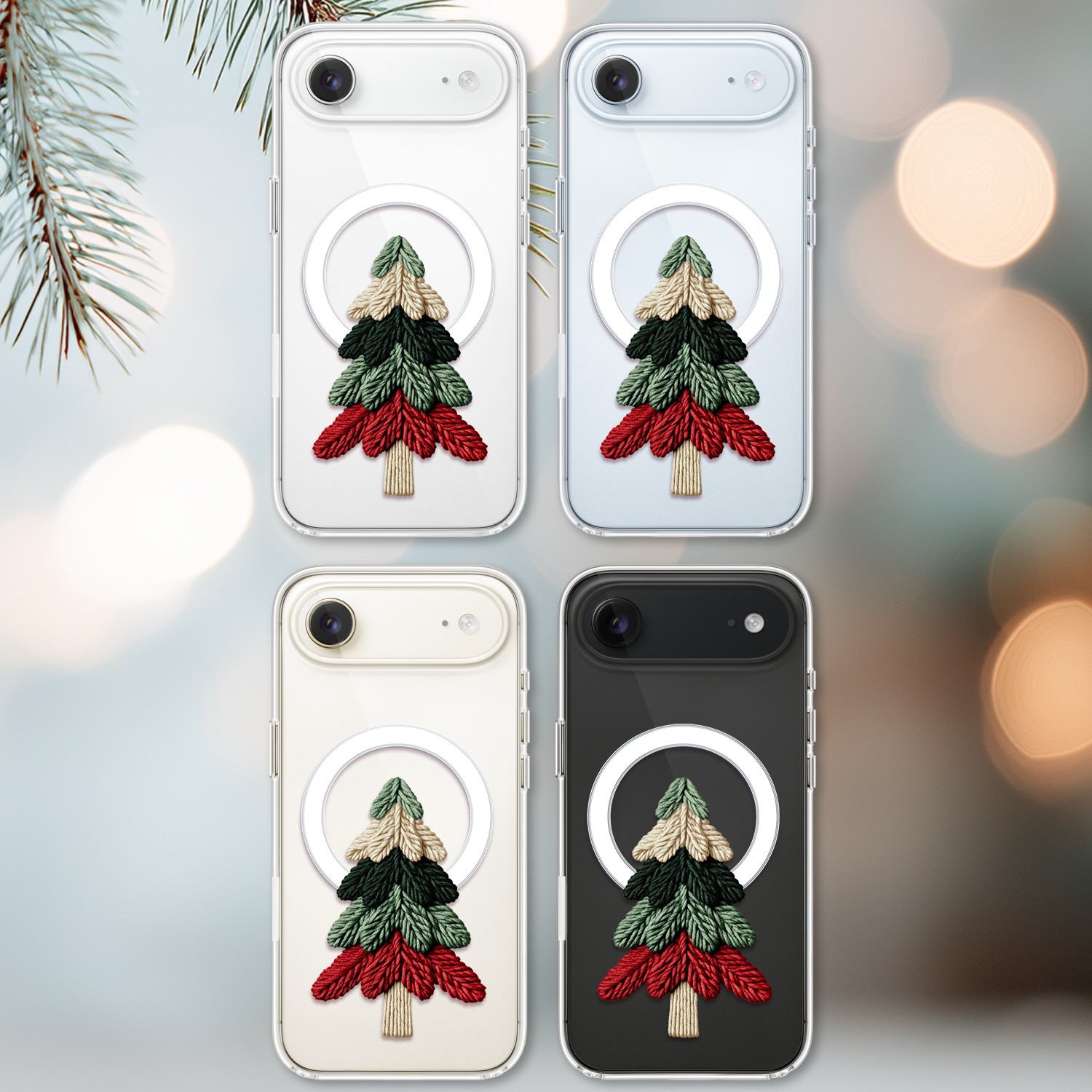 Etui do iPhone Air z MagSafe, Przytulne święta, Dziana choinka, przeźroczyste2
