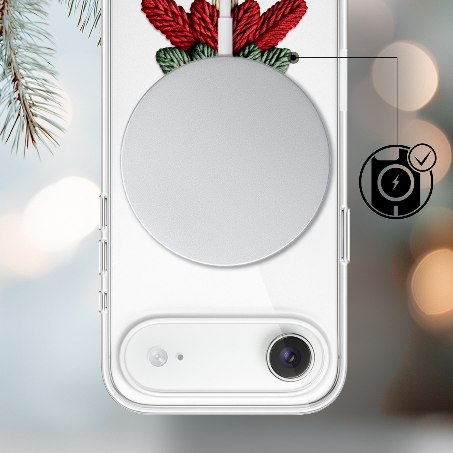 Etui do iPhone Air z MagSafe, Przytulne święta, Dziana choinka, przeźroczyste3