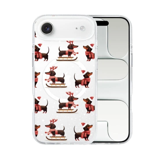 Etui-do-iPhone-Air-z-MagSafe-Przytulne-swieta-Jamniki-na-saniach-przezroczyste-1