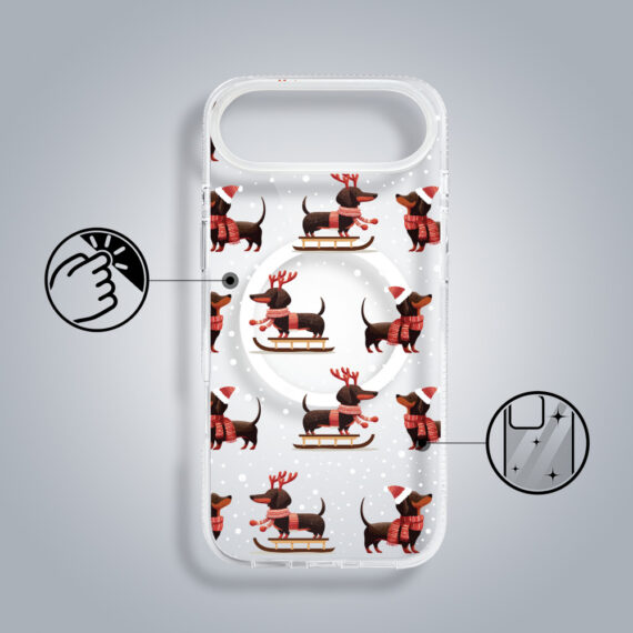Etui-do-iPhone-Air-z-MagSafe-Przytulne-swieta-Jamniki-na-saniach-przezroczyste-2