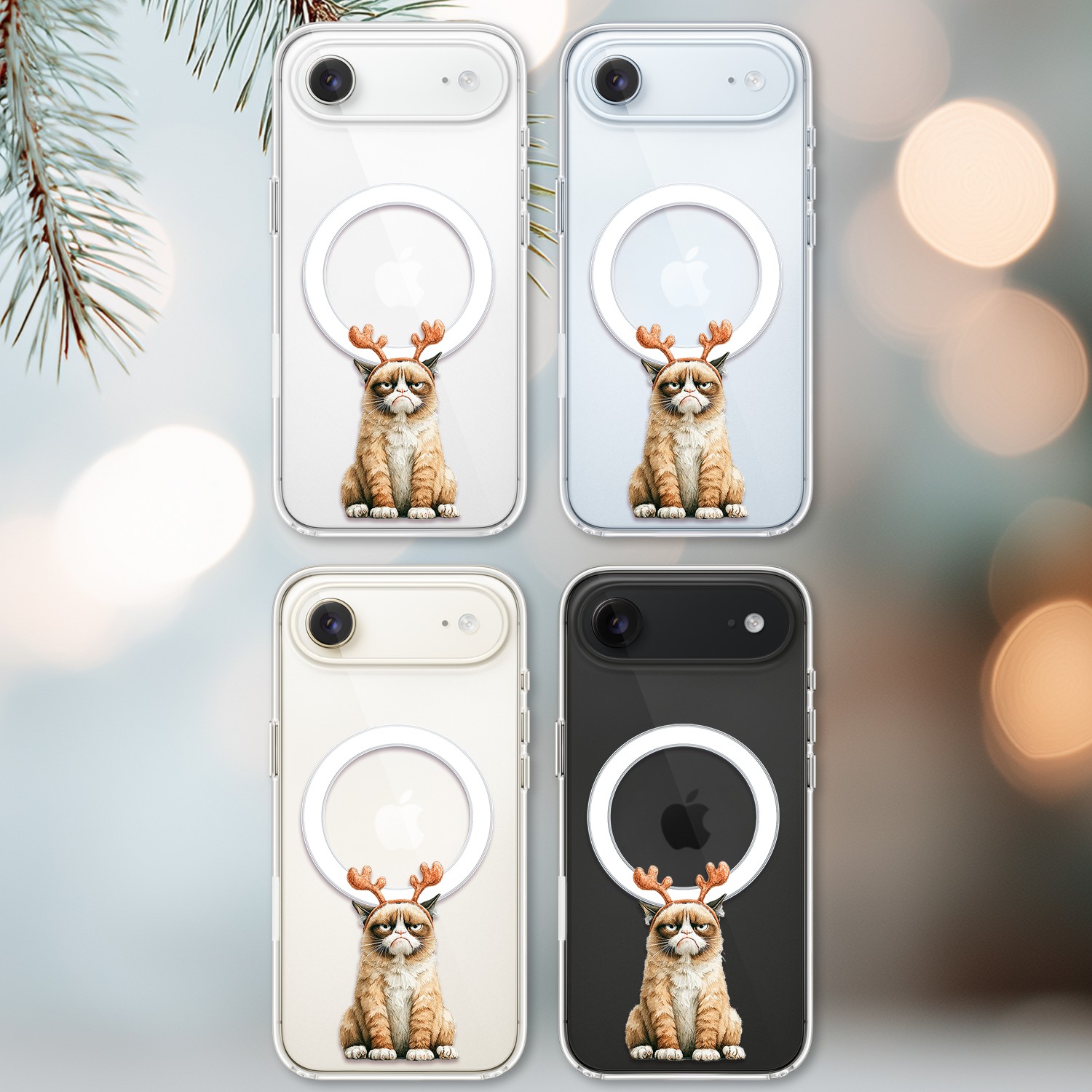 Etui do iPhone Air z MagSafe, Przytulne święta, Kot który nie chciał być reniferem, przeźroczyste2