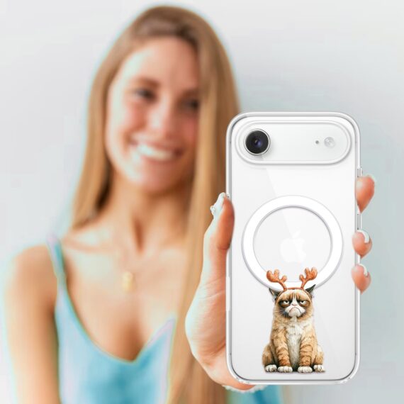 Etui do iPhone Air z MagSafe, Przytulne święta, Kot który nie chciał być reniferem, przeźroczyste4