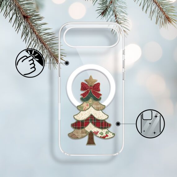 Etui do iPhone Air z MagSafe, Przytulne święta, Kraciasta choinka, przeźroczyste1