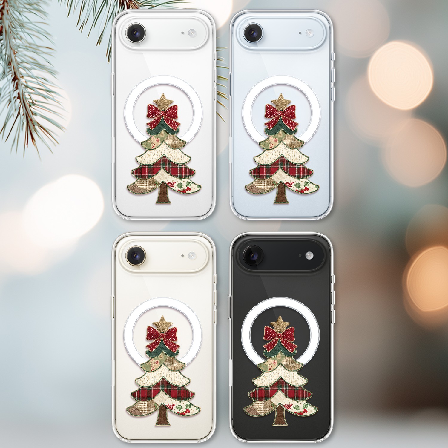 Etui do iPhone Air z MagSafe, Przytulne święta, Kraciasta choinka, przeźroczyste2
