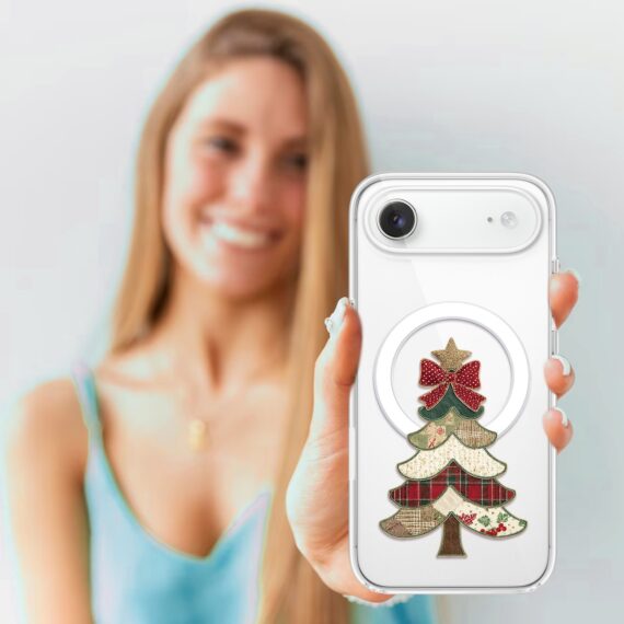 Etui do iPhone Air z MagSafe, Przytulne święta, Kraciasta choinka, przeźroczyste4