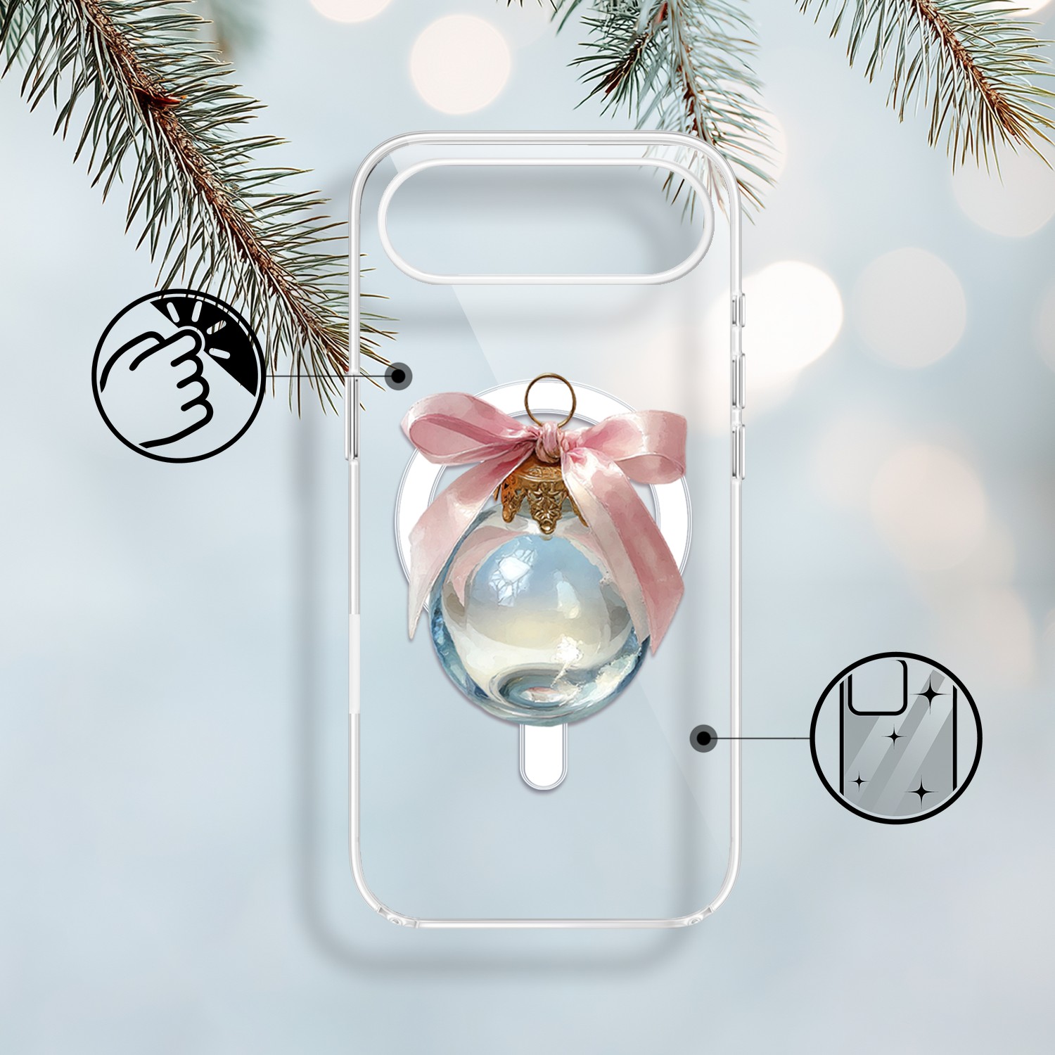 Etui do iPhone Air z MagSafe, Przytulne święta, Kryształowa bombka, przeźroczyste1