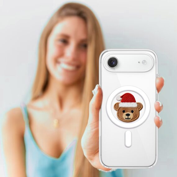 Etui do iPhone Air z MagSafe, Przytulne święta, Miś Mikołajek, przeźroczyste4