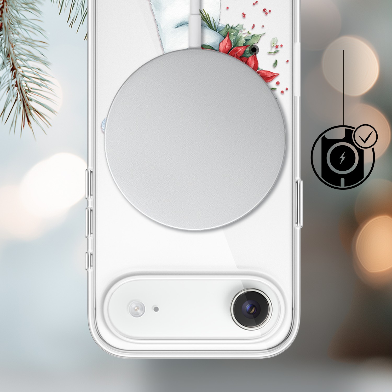 Etui do iPhone Air z MagSafe, Przytulne święta, Miś świąteczny, przeźroczyste3