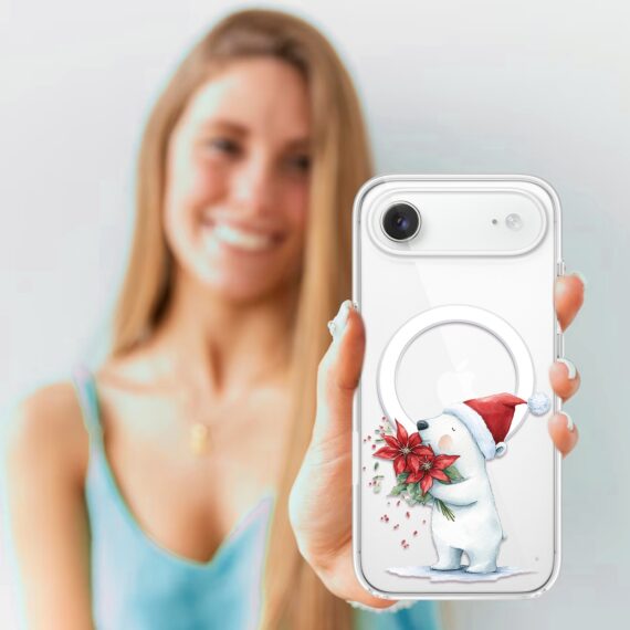 Etui do iPhone Air z MagSafe, Przytulne święta, Miś świąteczny, przeźroczyste4