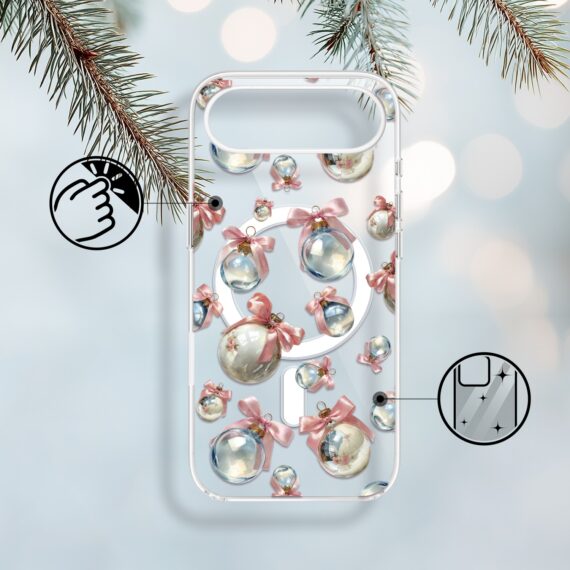 Etui do iPhone Air z MagSafe, Przytulne święta, Pastelowe bombki, przeźroczyste1