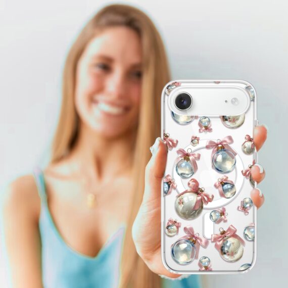 Etui do iPhone Air z MagSafe, Przytulne święta, Pastelowe bombki, przeźroczyste4
