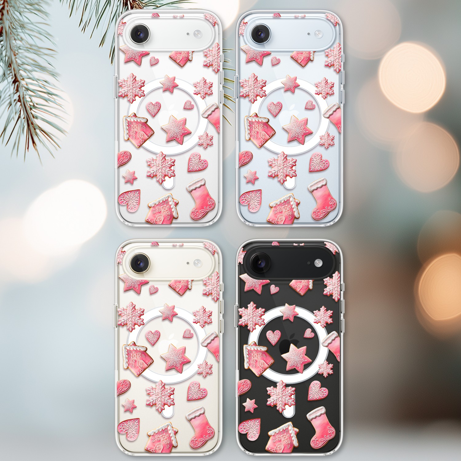 Etui do iPhone Air z MagSafe, Przytulne święta, Różowe pierniczki, przeźroczyste2