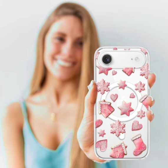Etui do iPhone Air z MagSafe, Przytulne święta, Różowe pierniczki, przeźroczyste4