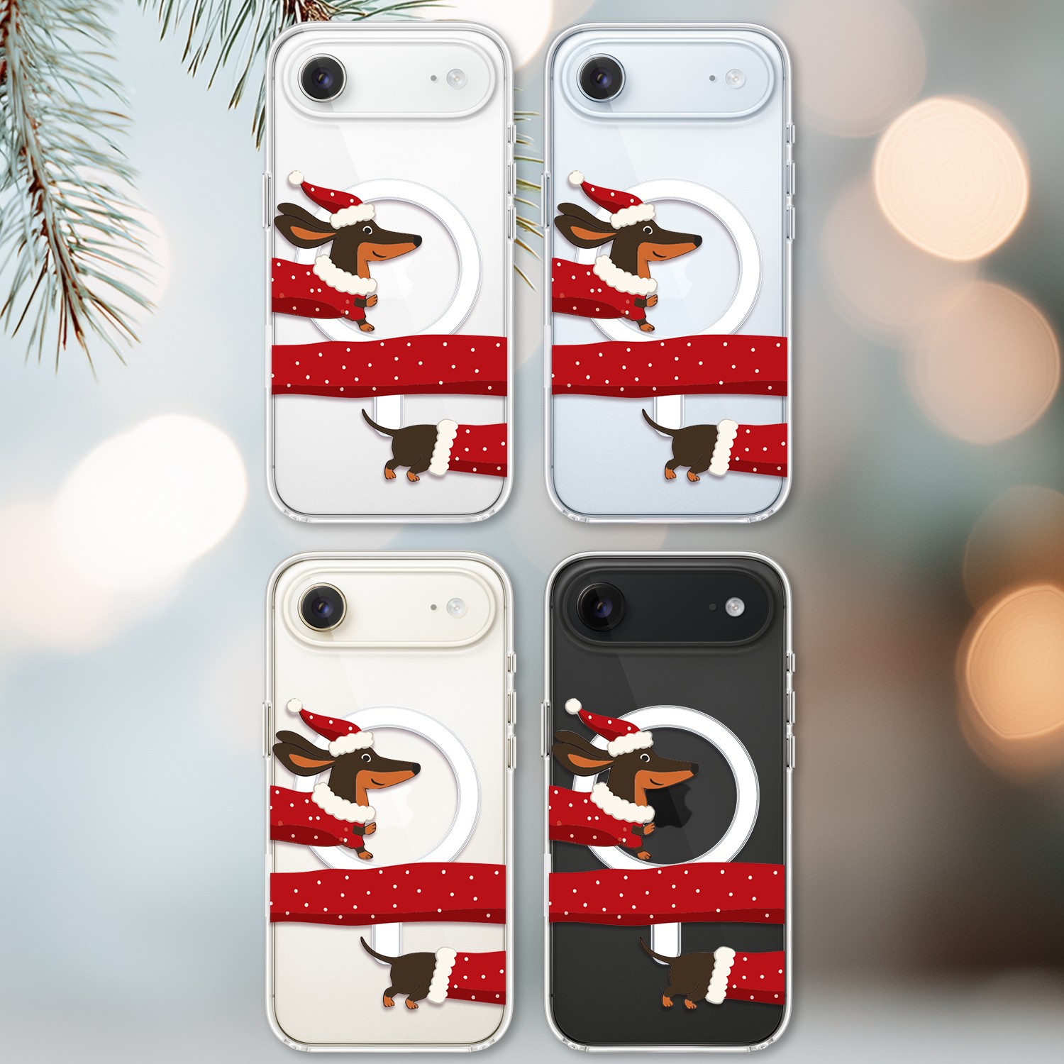 Etui do iPhone Air z MagSafe, Przytulne święta, Świąteczny jamnik, przeźroczyste2